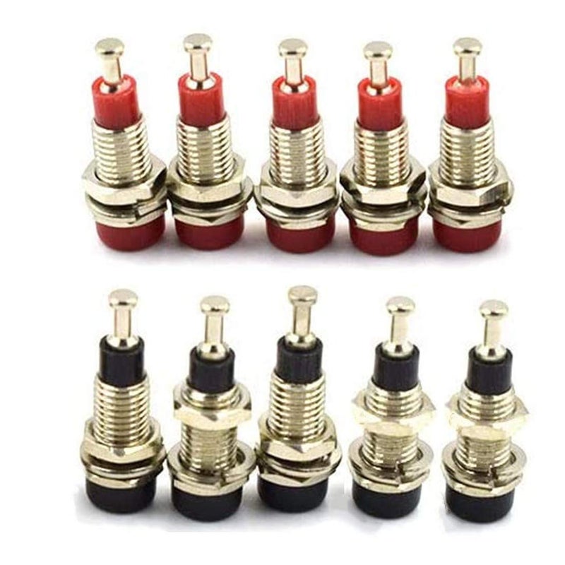 bnafes 2mm Female Extended Bind Post Alloy Socket Plug Panel Terminal Banana Jack Connector Black and Red 10 Pcs - Image 2